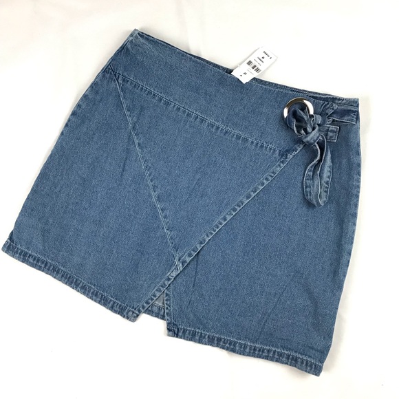 LF Dresses & Skirts - LF Carmar Wrap Tie Mini Skirt Chambray Blue Denim